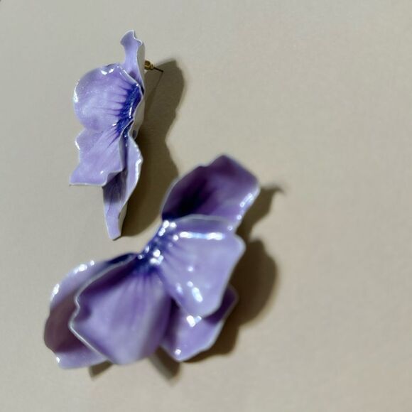 Purple flower earrings N605 - Picture 3 of 4